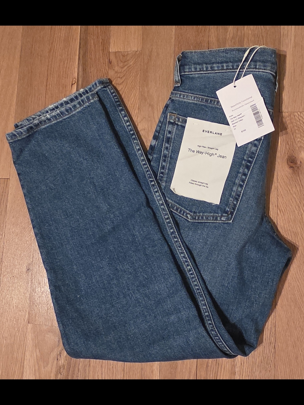 NWT Everlane Women’s Way High 2.0, Straight Leg Jeans Medium Blue Denim Size 23